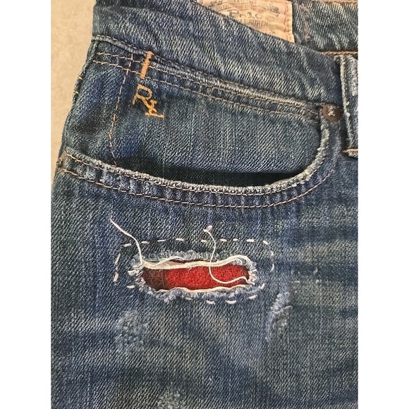 Polo‎ Ralph Lauren Patchwork Jeans Men 2000s Distressed Plaid RRL Workwear SZ 31 - Picture 6 of 15